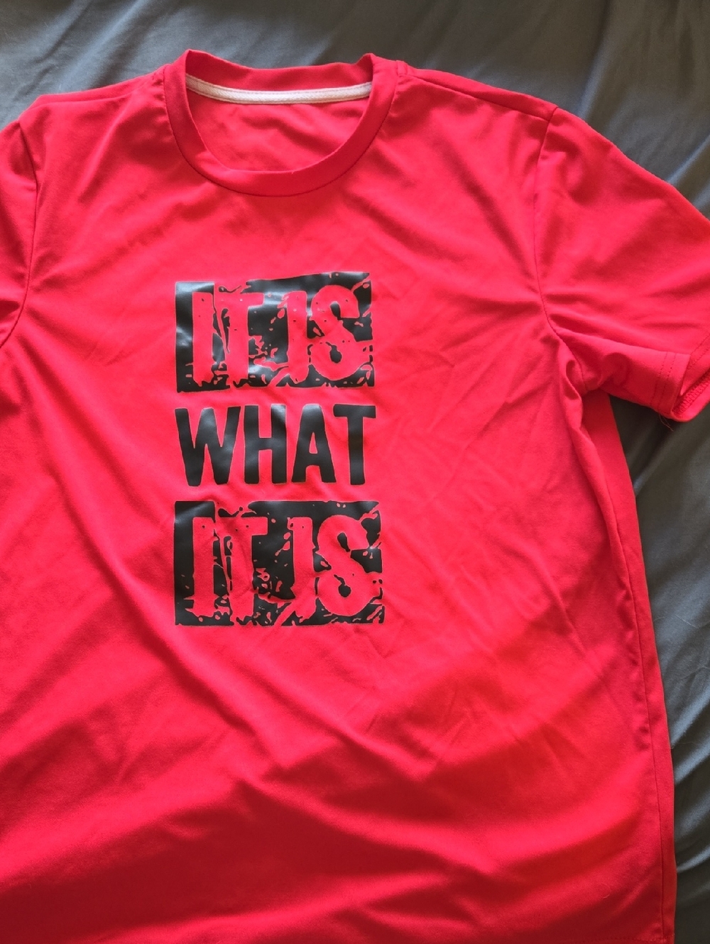 Generic Red Short Sleeve Graphic Tee with Black Print